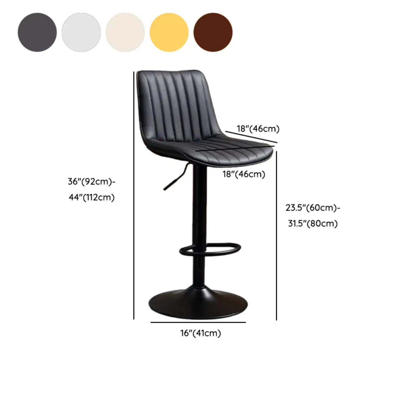 Tabourets de bar pivotants modernes en cuir, réglables en hauteur