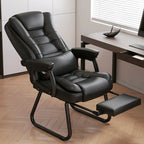 Fauteuil de bureau inclinable en acier et cuir luxueux