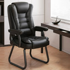 Fauteuil de bureau inclinable en acier et cuir luxueux
