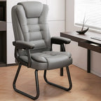 Fauteuil de bureau inclinable en acier et cuir luxueux