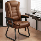 Fauteuil de bureau inclinable en acier et cuir luxueux
