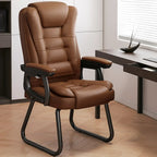 Fauteuil de bureau inclinable en acier et cuir luxueux