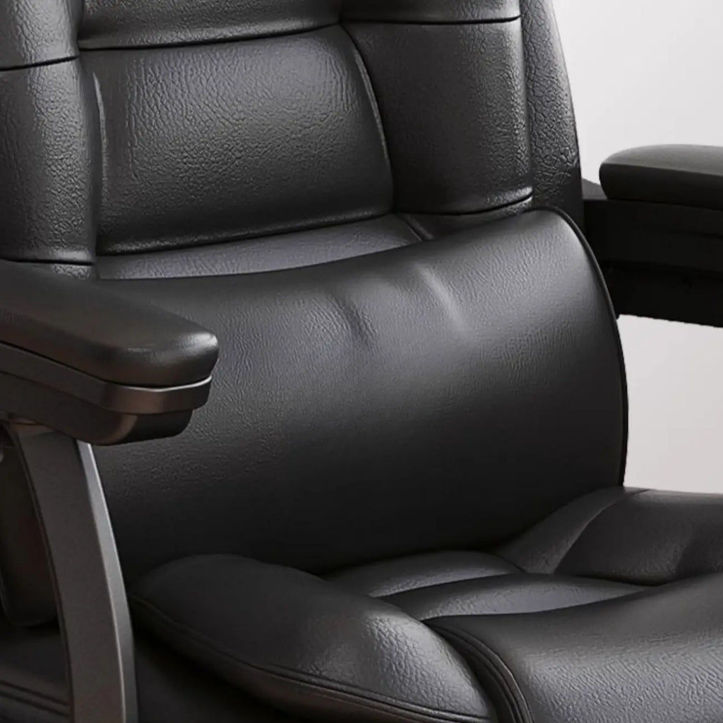 Fauteuil de bureau inclinable en acier et cuir luxueux