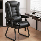 Fauteuil de bureau inclinable en acier et cuir luxueux