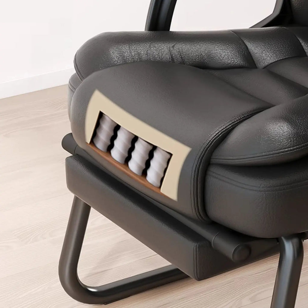 Fauteuil de bureau inclinable en acier et cuir luxueux