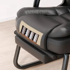Fauteuil de bureau inclinable en acier et cuir luxueux