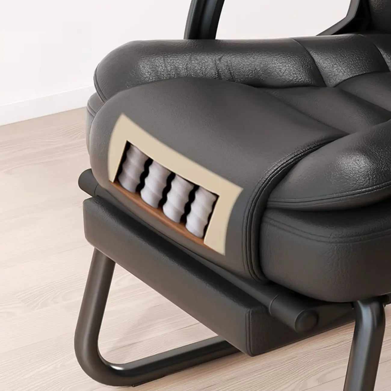 Fauteuil de bureau inclinable en acier et cuir luxueux