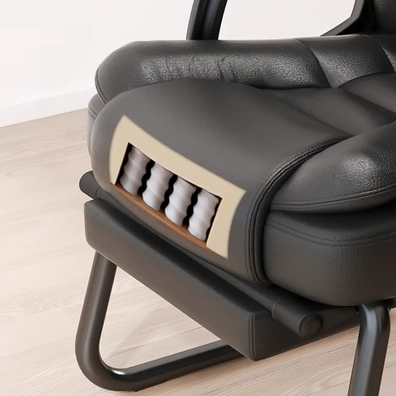 Fauteuil de bureau inclinable en acier et cuir luxueux
