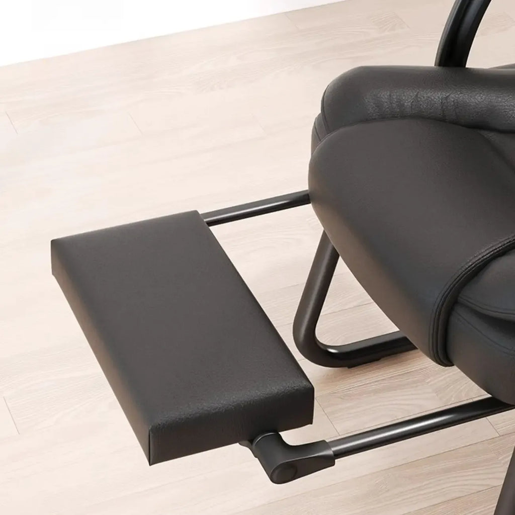 Fauteuil de bureau inclinable en acier et cuir luxueux