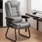 Fauteuil de bureau inclinable en acier et cuir luxueux