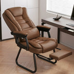 Fauteuil de bureau inclinable en acier et cuir luxueux