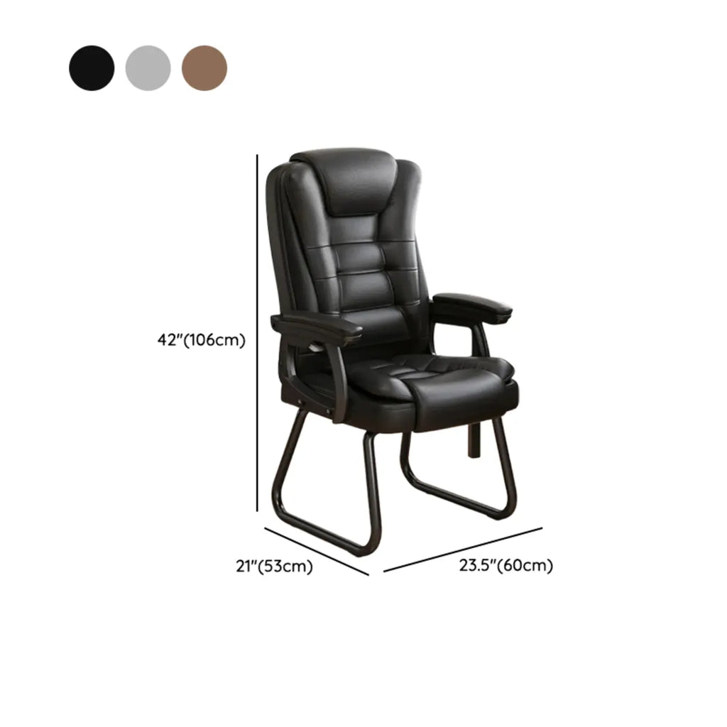 Fauteuil de bureau inclinable en acier et cuir luxueux