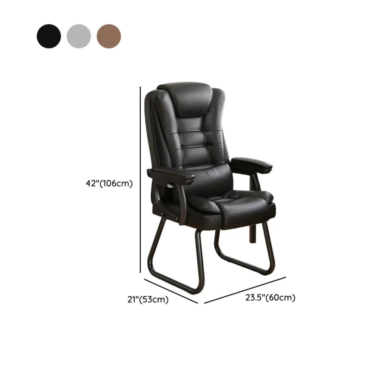 Fauteuil de bureau inclinable en acier et cuir luxueux