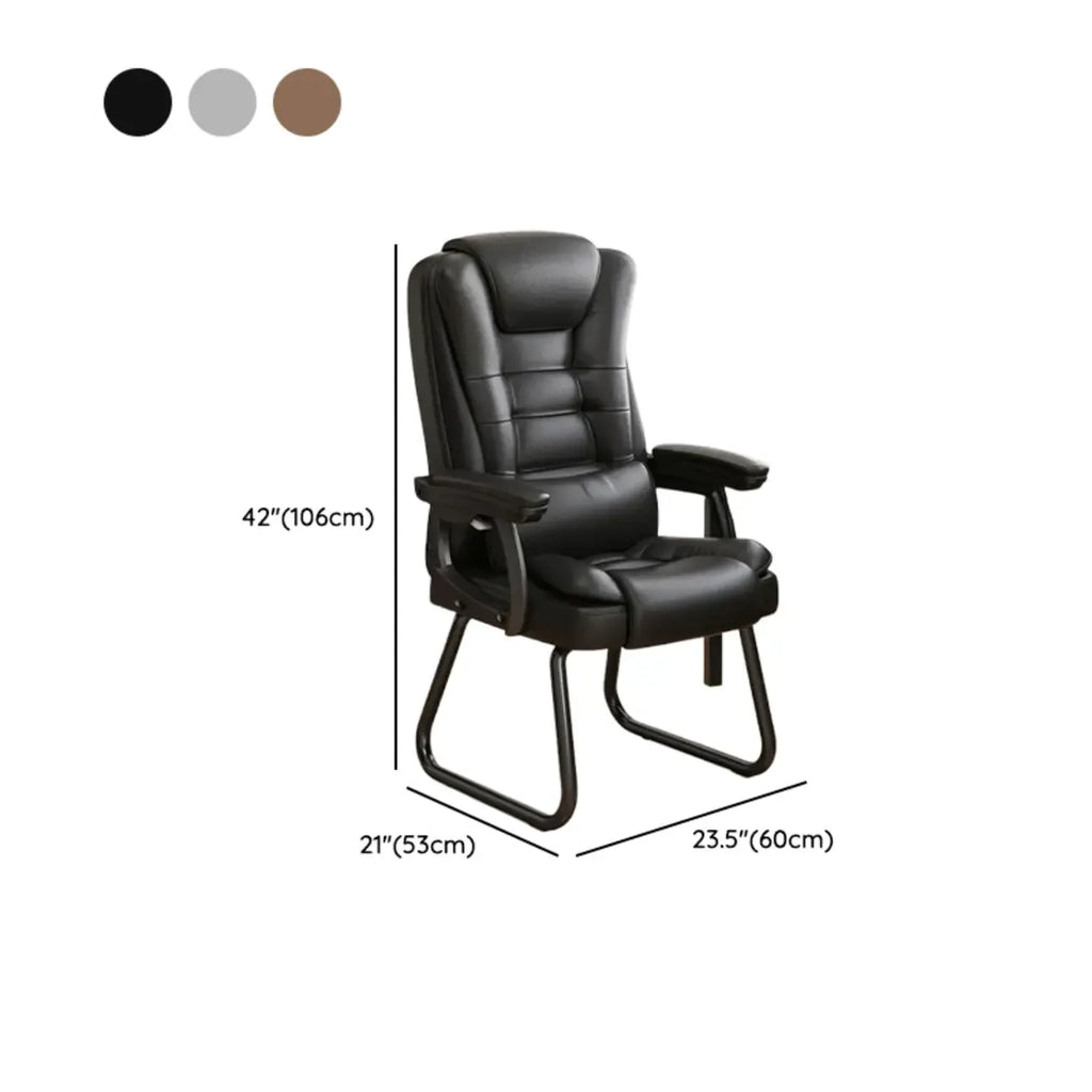 Fauteuil de bureau inclinable en acier et cuir luxueux
