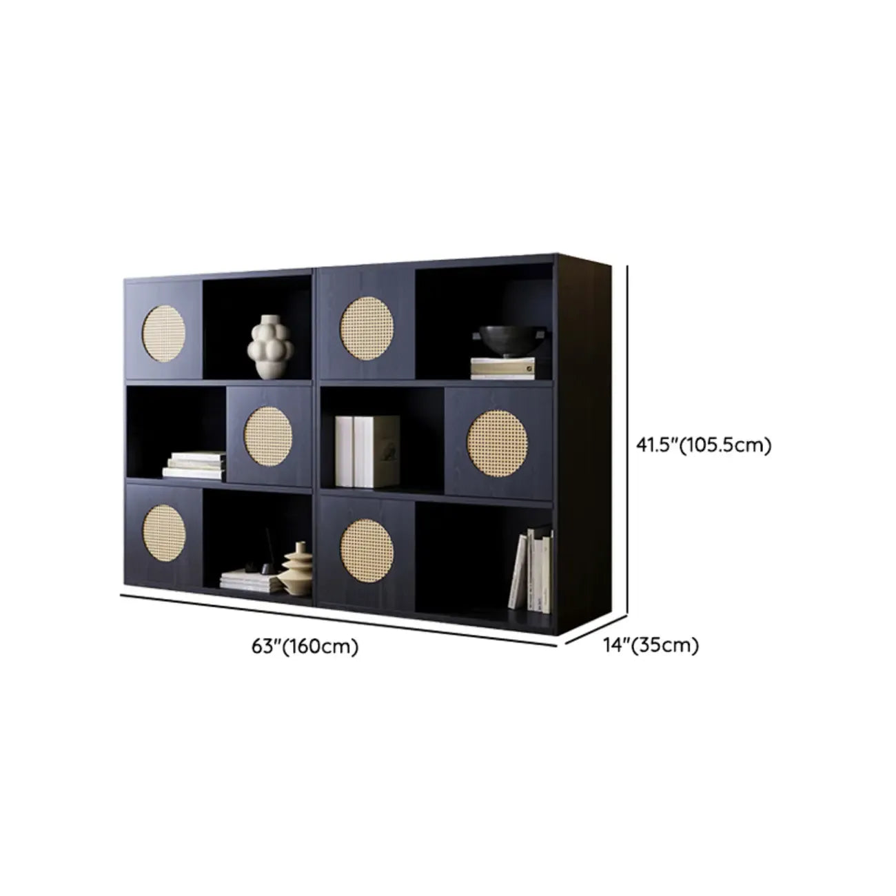 Libreria modulare a cubo in legno orientale 63L x 14W