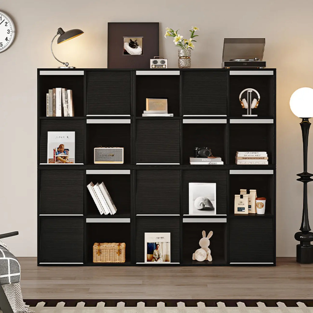 Étagère de rangement modulaire moderne en bois noir cubique