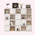 Étagère de rangement modulaire moderne en bois noir cubique