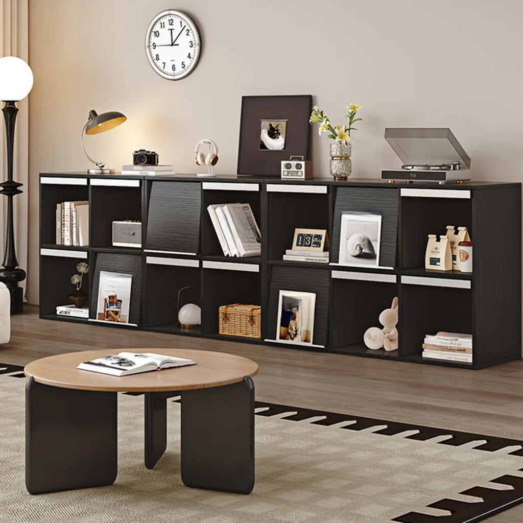 Étagère de rangement modulaire moderne en bois noir cubique