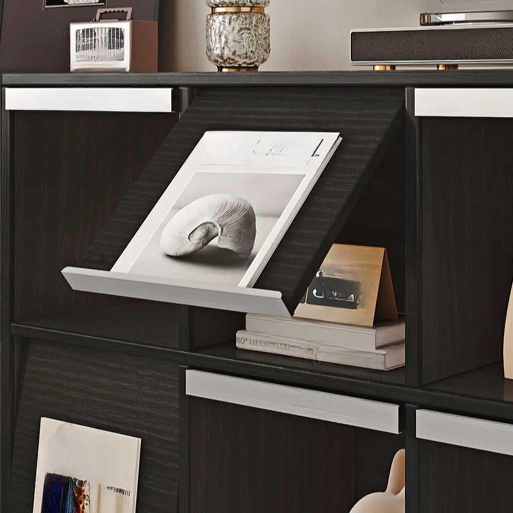 Étagère de rangement modulaire moderne en bois noir cubique