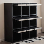 Étagère de rangement modulaire moderne en bois noir cubique