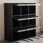 Étagère de rangement modulaire moderne en bois noir cubique