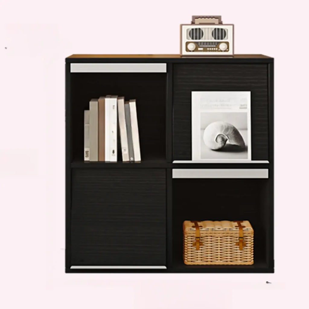 Étagère de rangement modulaire moderne en bois noir cubique