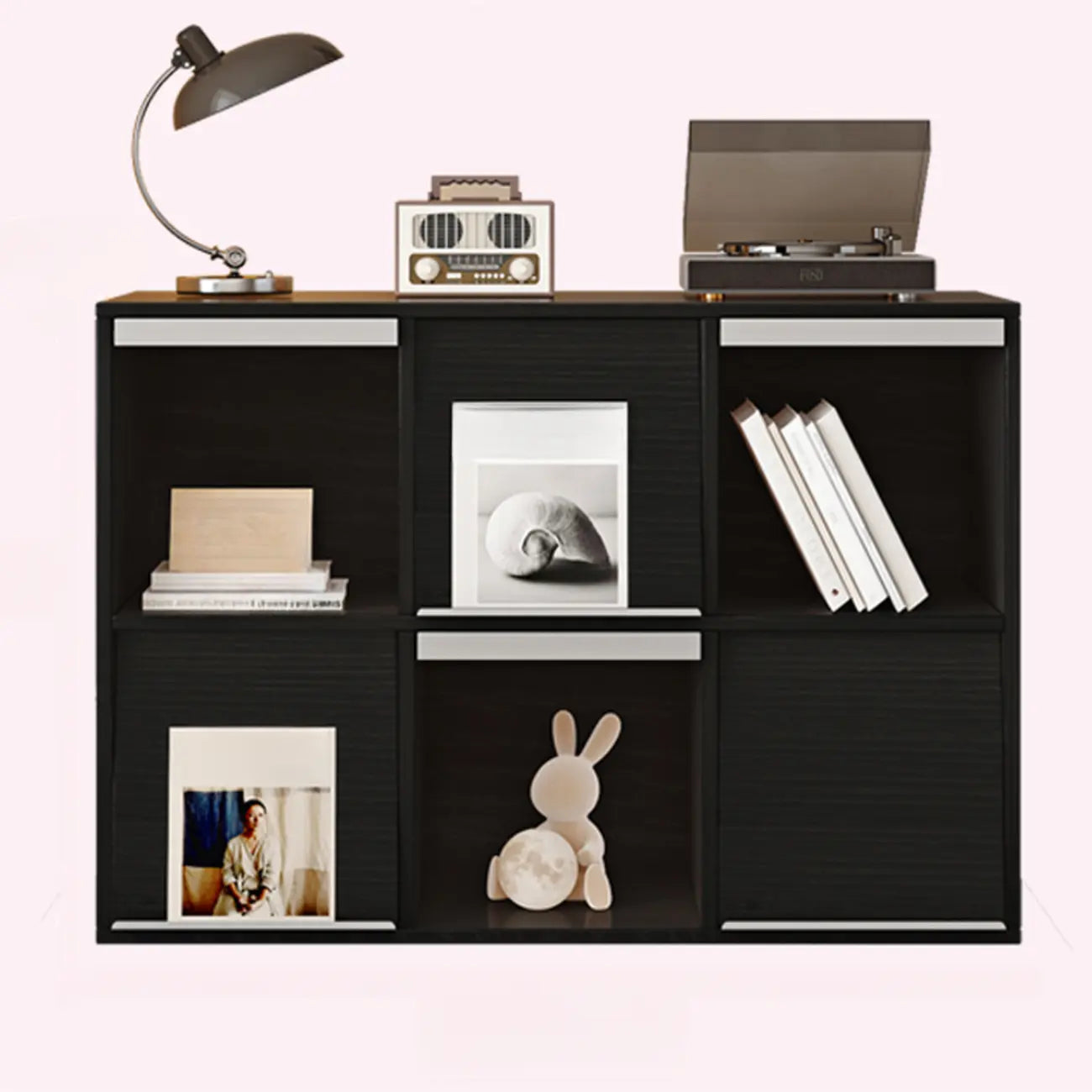 Étagère de rangement modulaire moderne en bois noir cubique