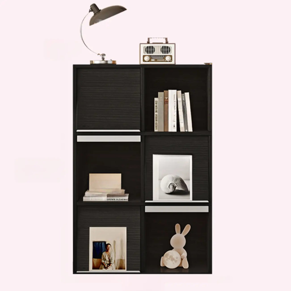 Étagère de rangement modulaire moderne en bois noir cubique