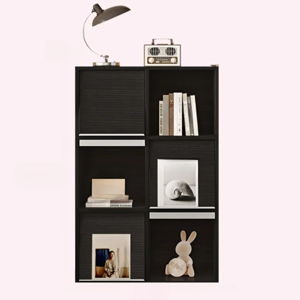 Étagère de rangement modulaire moderne en bois noir cubique