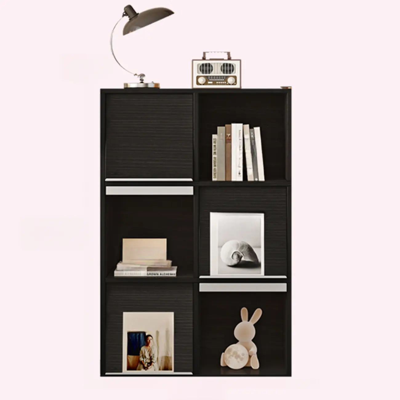 Étagère de rangement modulaire moderne en bois noir cubique