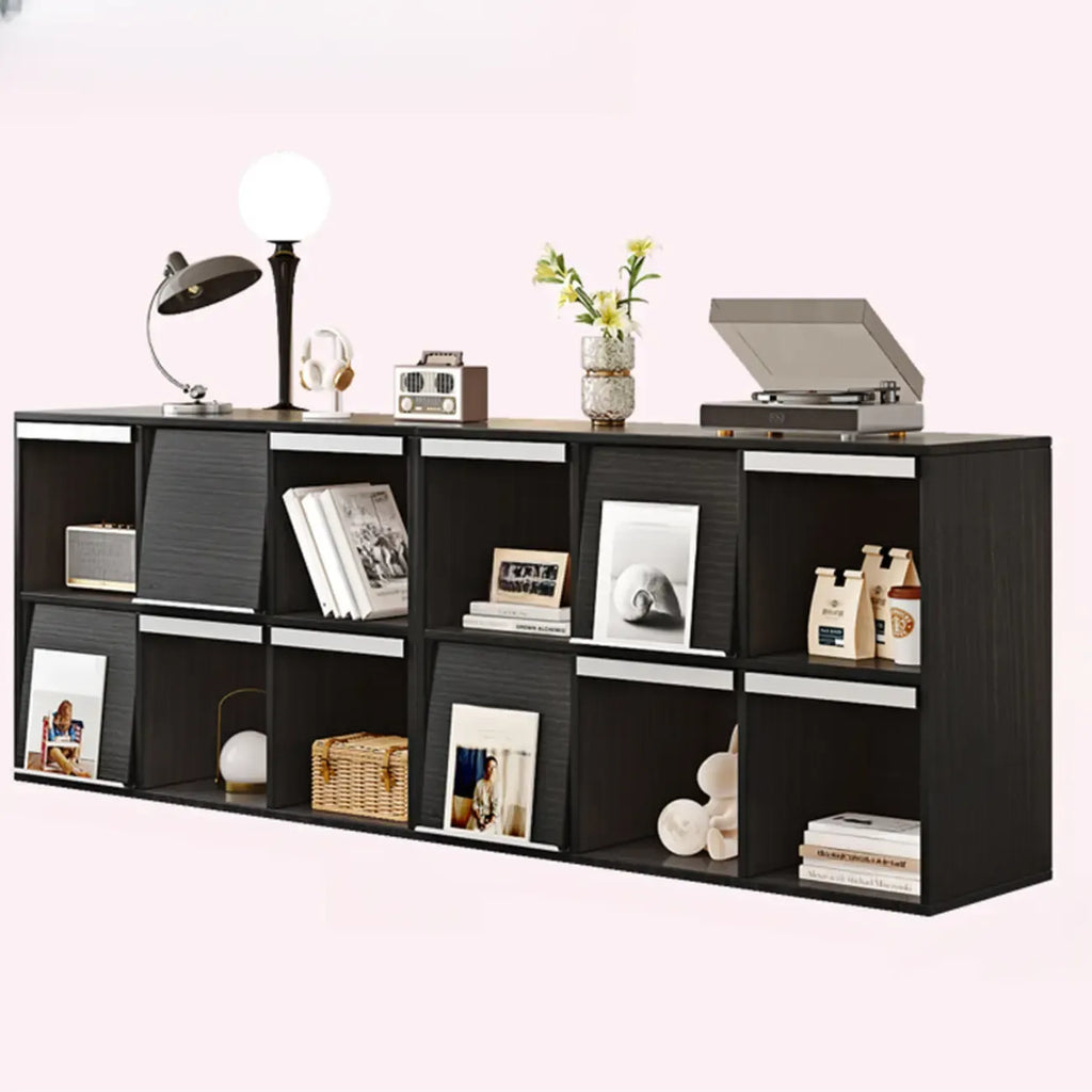 Étagère de rangement modulaire moderne en bois noir cubique
