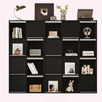 Étagère de rangement modulaire moderne en bois noir cubique