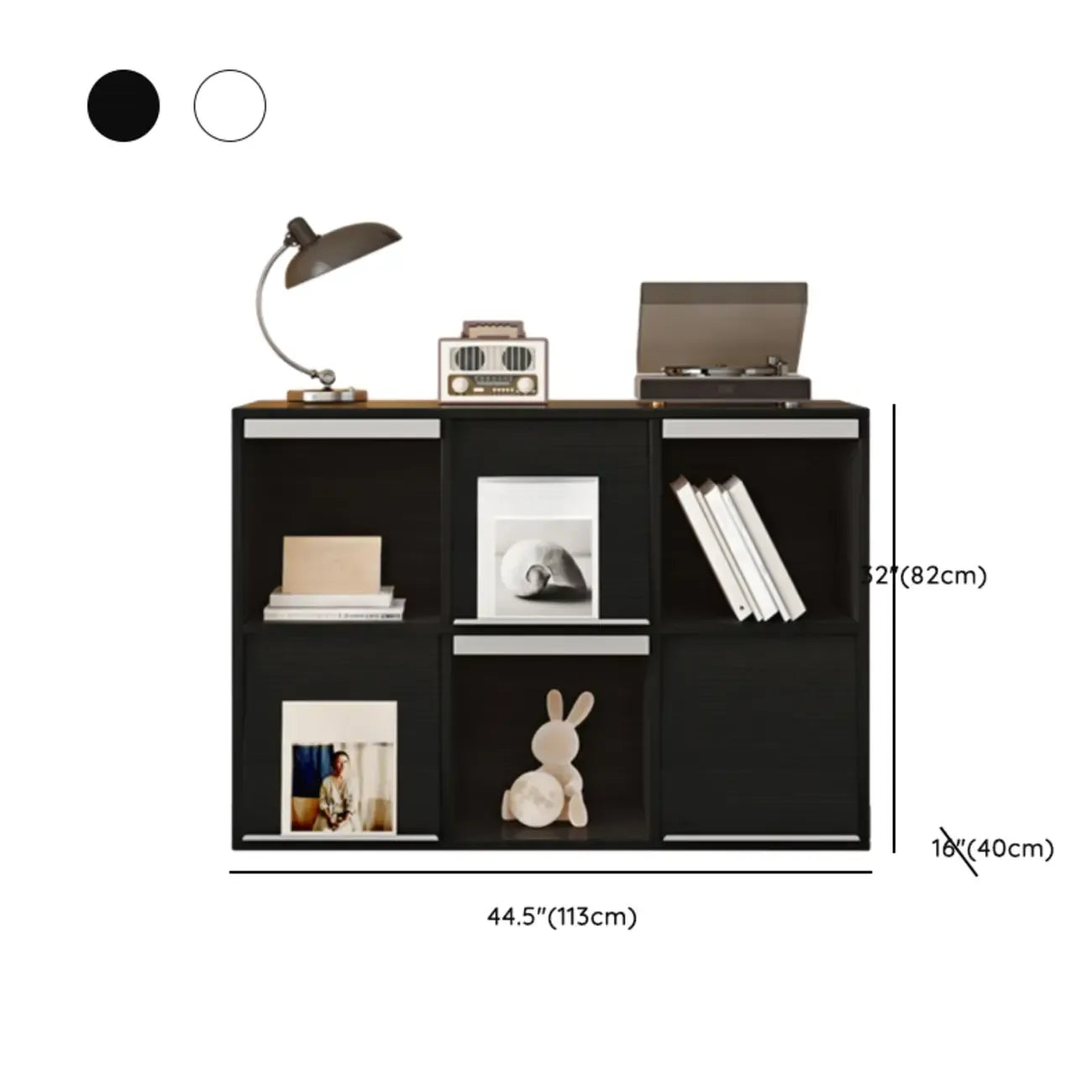 Étagère de rangement modulaire moderne en bois noir cubique