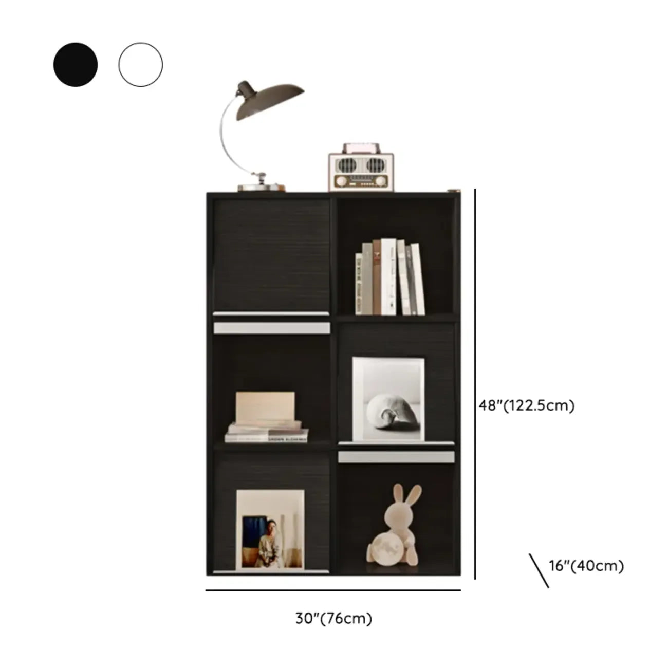 Étagère de rangement modulaire moderne en bois noir cubique