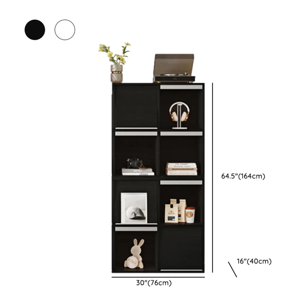 Étagère de rangement modulaire moderne en bois noir cubique
