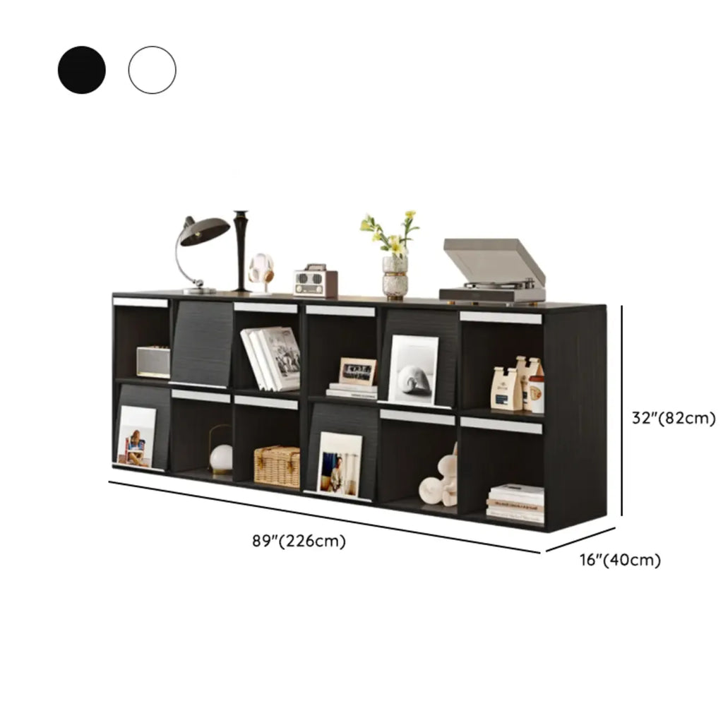 Étagère de rangement modulaire moderne en bois noir cubique