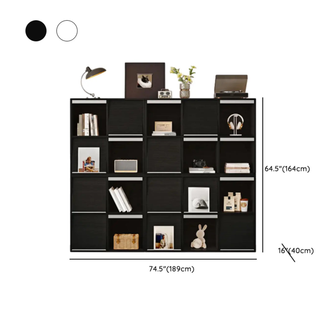 Étagère de rangement modulaire moderne en bois noir cubique