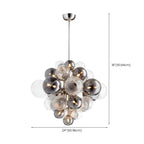 Lustre contemporain en verre gris à globes et grappes