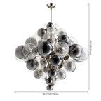 Lustre contemporain en verre gris à globes et grappes