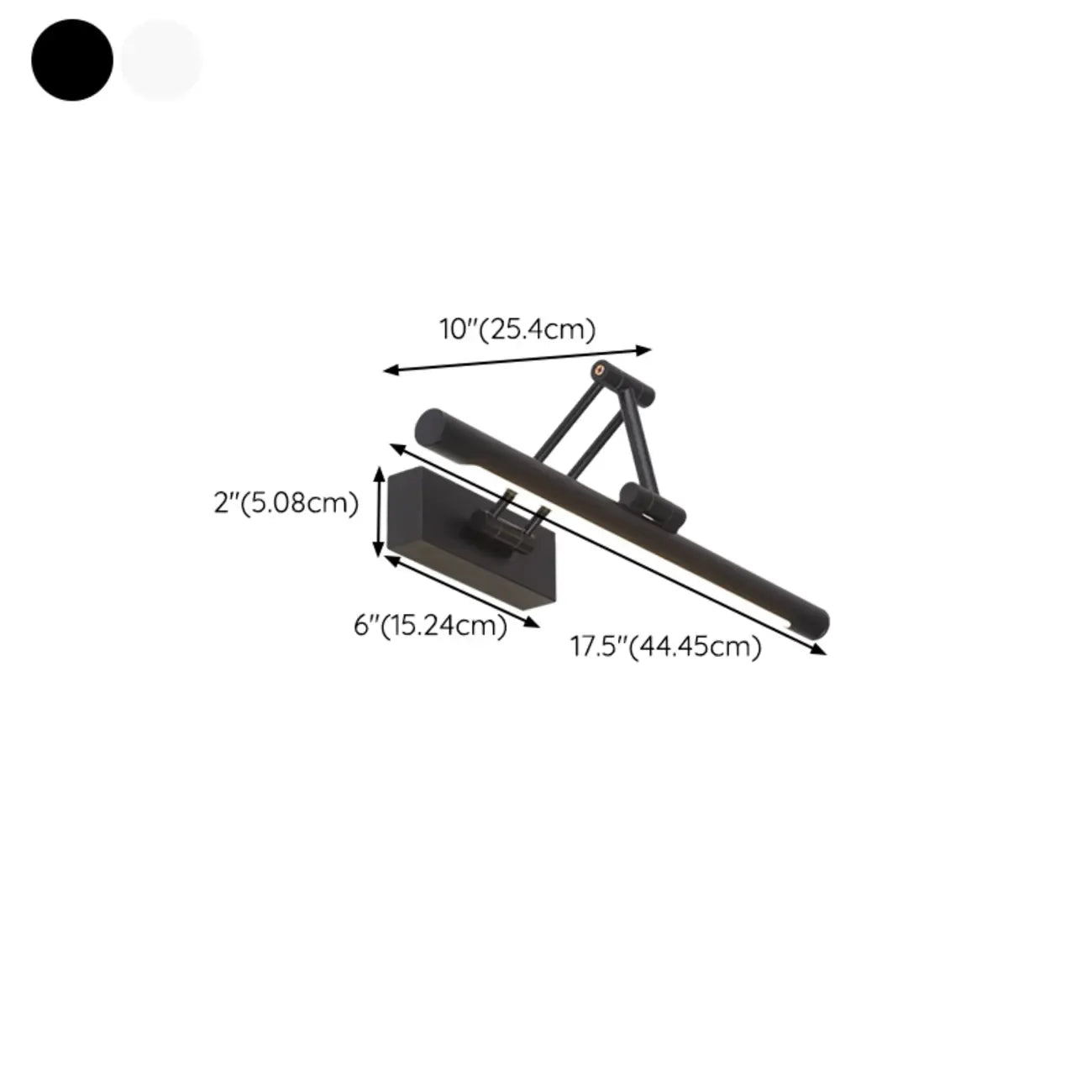 Lampade da Parete per Specchio a LED a Cilindro Orientabile in Metallo Nero