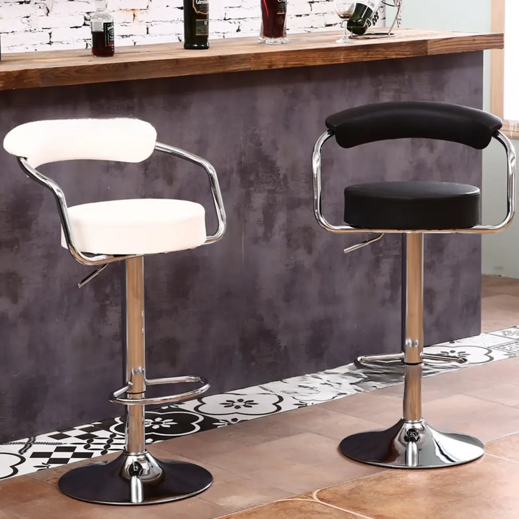 Tabouret de bar ergonomique réglable en cuir chromé moderne