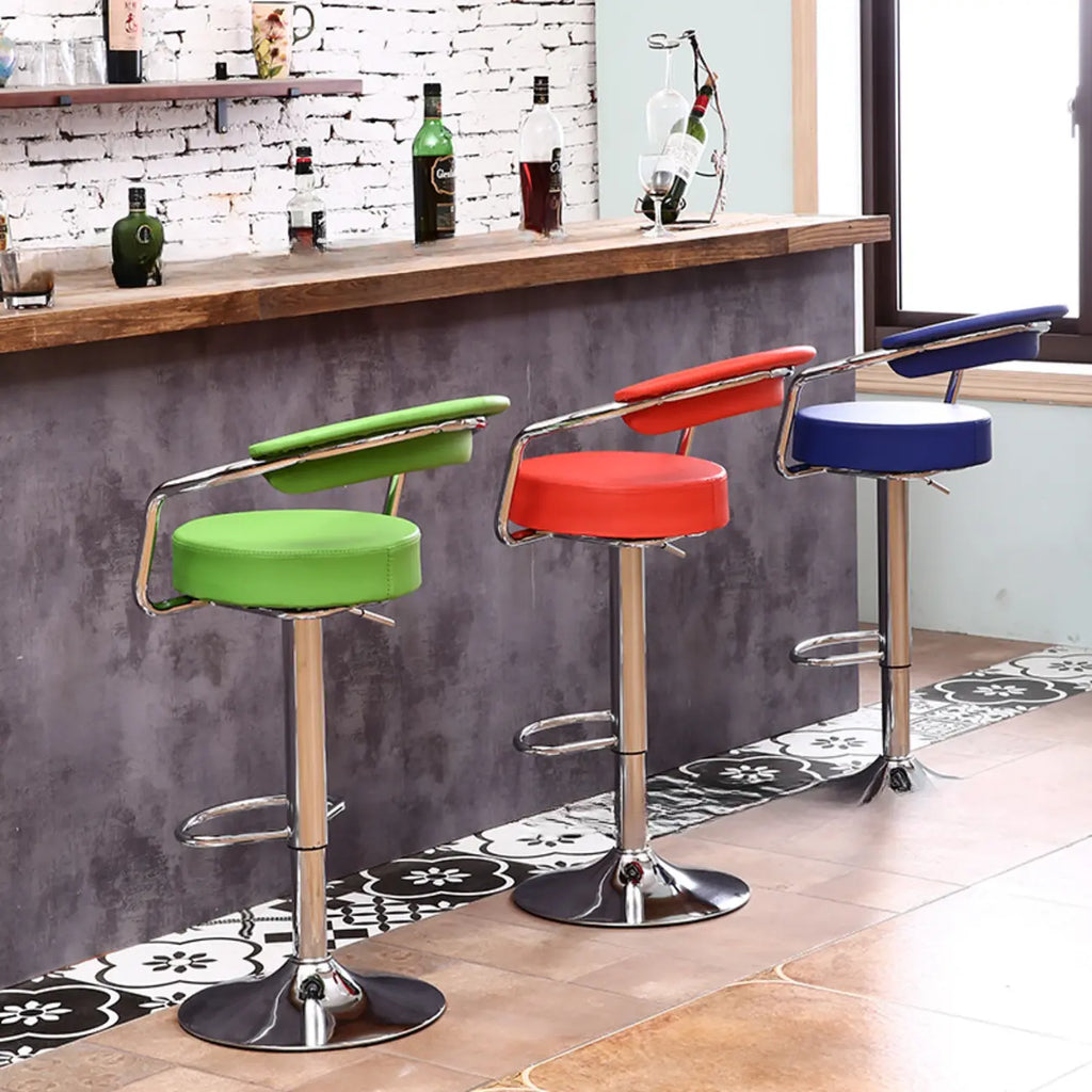 Tabouret de bar ergonomique réglable en cuir chromé moderne