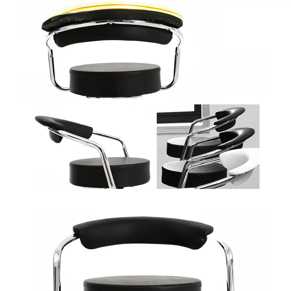 Tabouret de bar ergonomique réglable en cuir chromé moderne