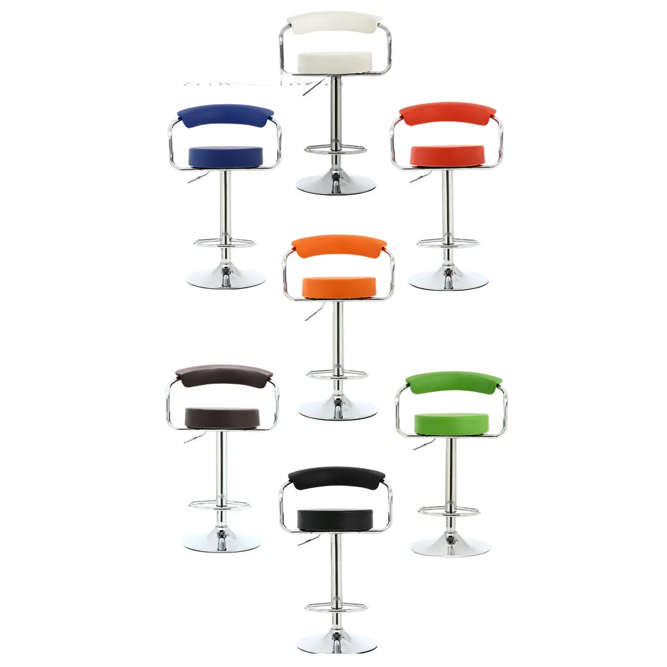 Tabouret de bar ergonomique réglable en cuir chromé moderne