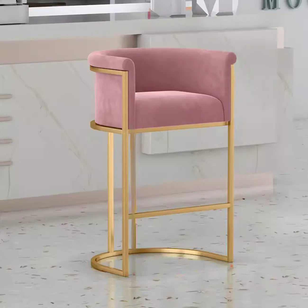 Tabouret de bar Glam Gold Sled en velours capitonné