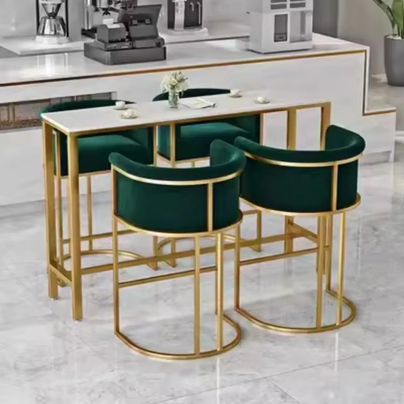 Tabouret de bar Glam Gold Sled en velours capitonné