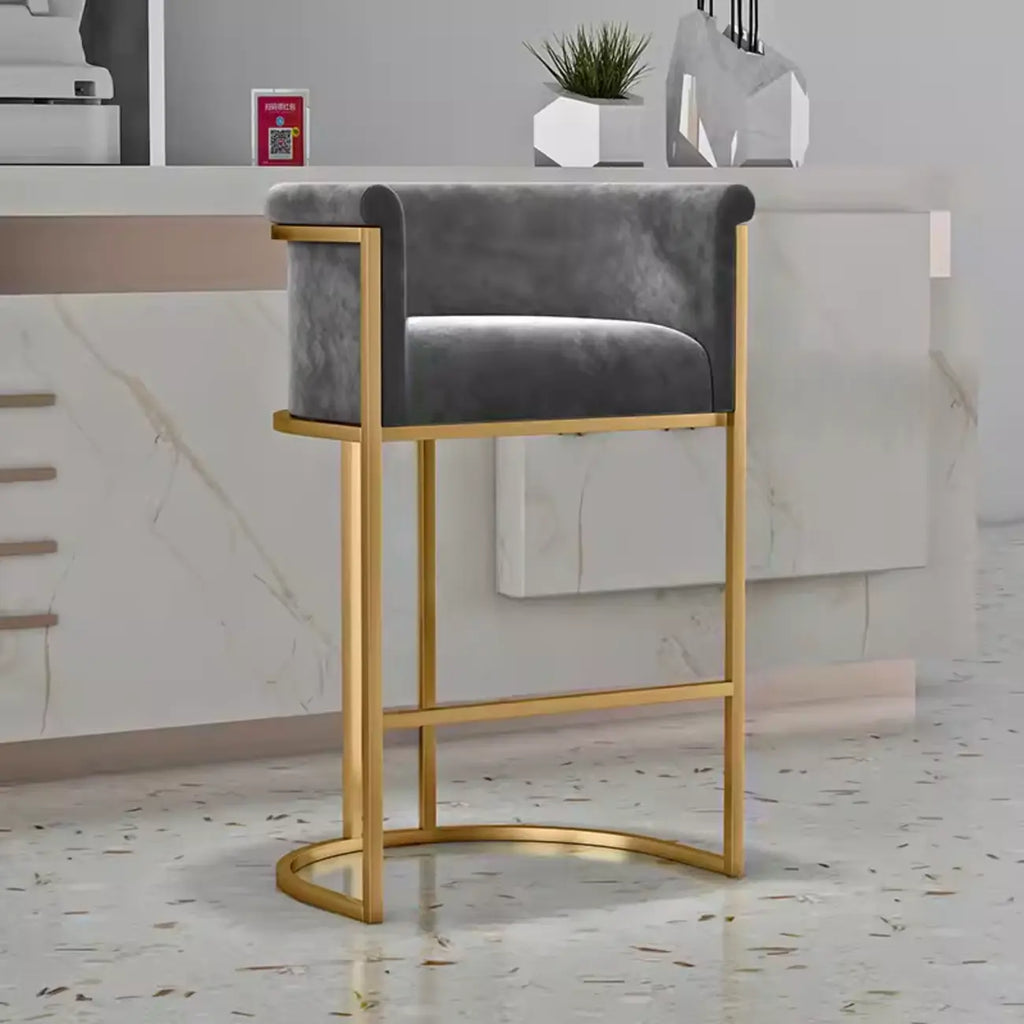 Tabouret de bar Glam Gold Sled en velours capitonné