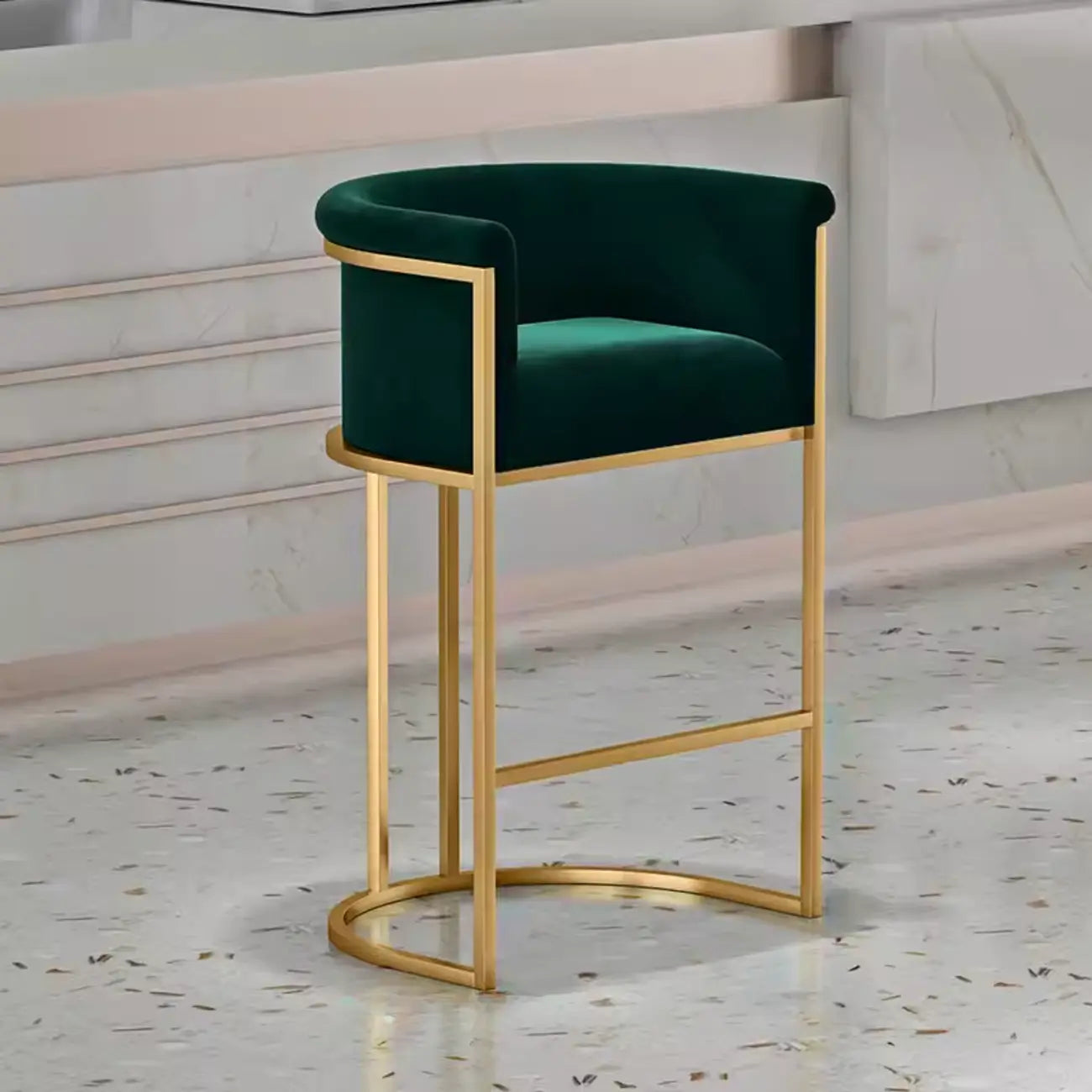 Tabouret de bar Glam Gold Sled en velours capitonné