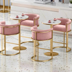Tabouret de bar Glam Gold Sled en velours capitonné