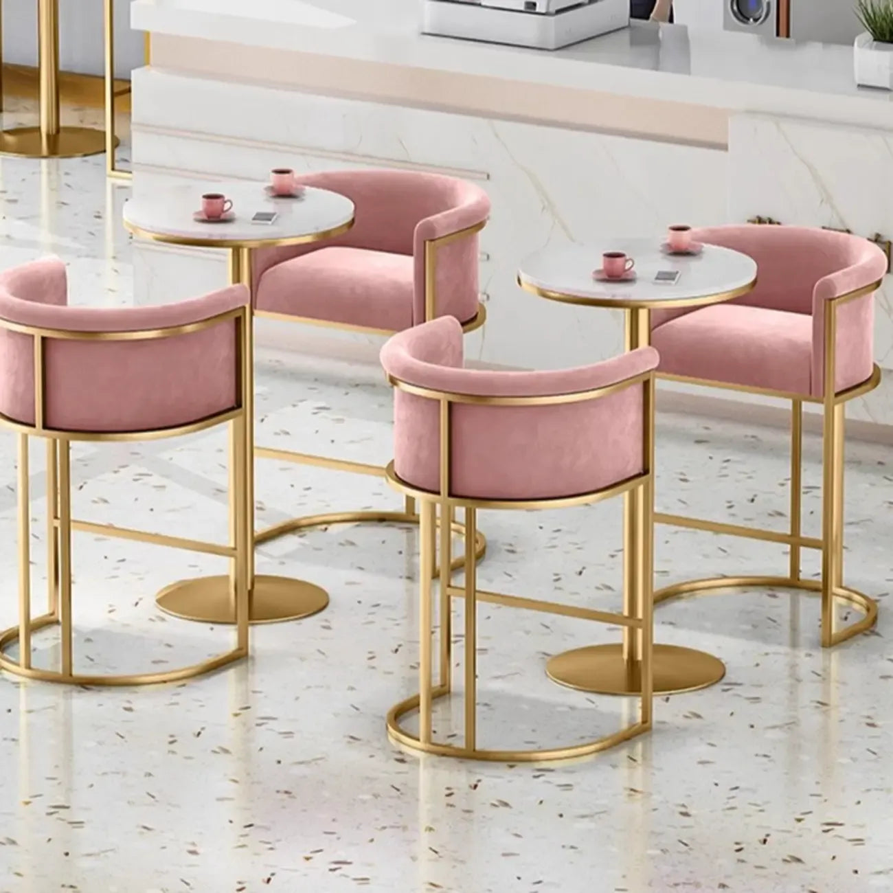 Tabouret de bar Glam Gold Sled en velours capitonné